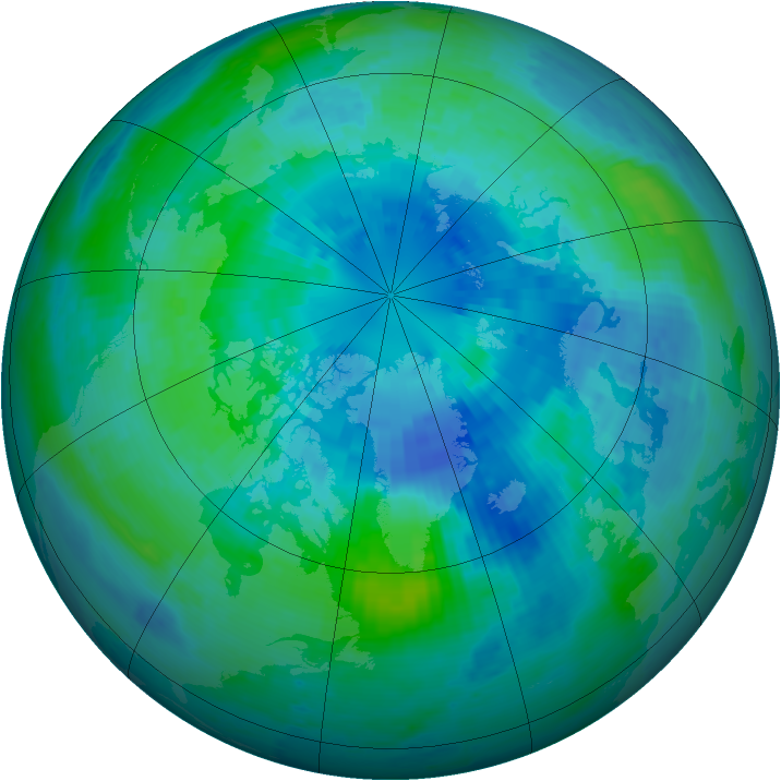 Arctic ozone map for 22 September 1993